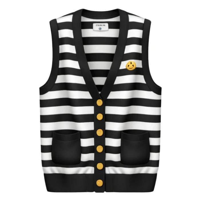 black and white stripes sleeveless cardigan sticker