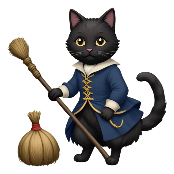 A cat on a broomstick during the french revolution  sticker