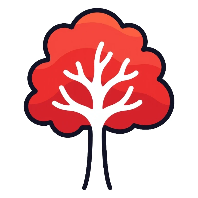 white tree with red foliage sticker
