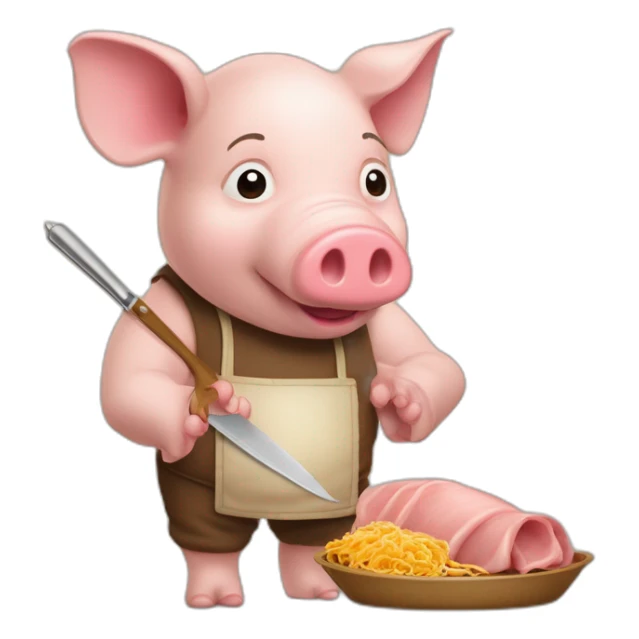 Génére moi sous forme réaliste un cochon d'inde de profil avec un pull roulé et un couteau de cuisine dans la main dans un style réaliste. sticker