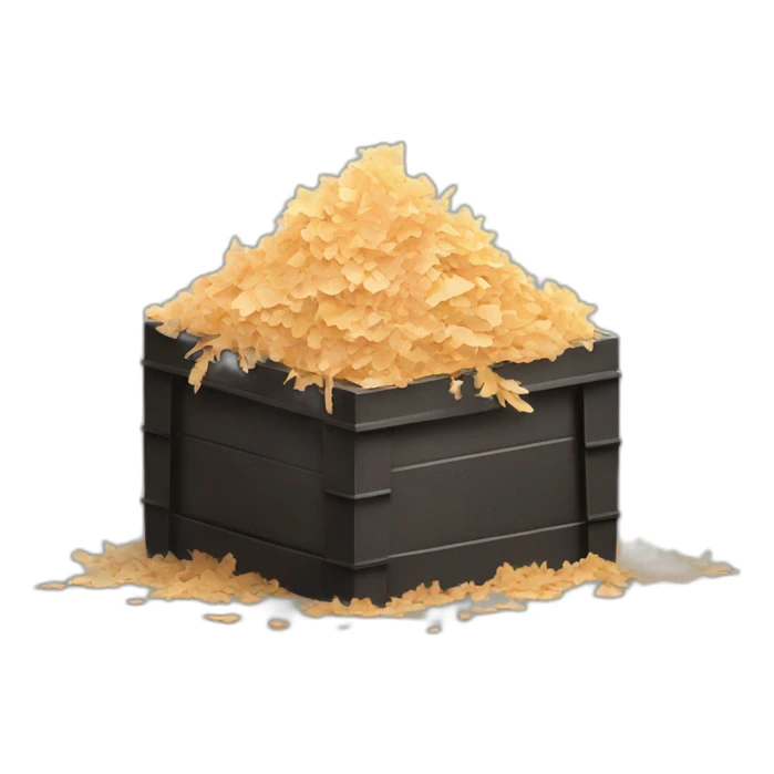 Dark cubic container filled with wood shavings sticker
