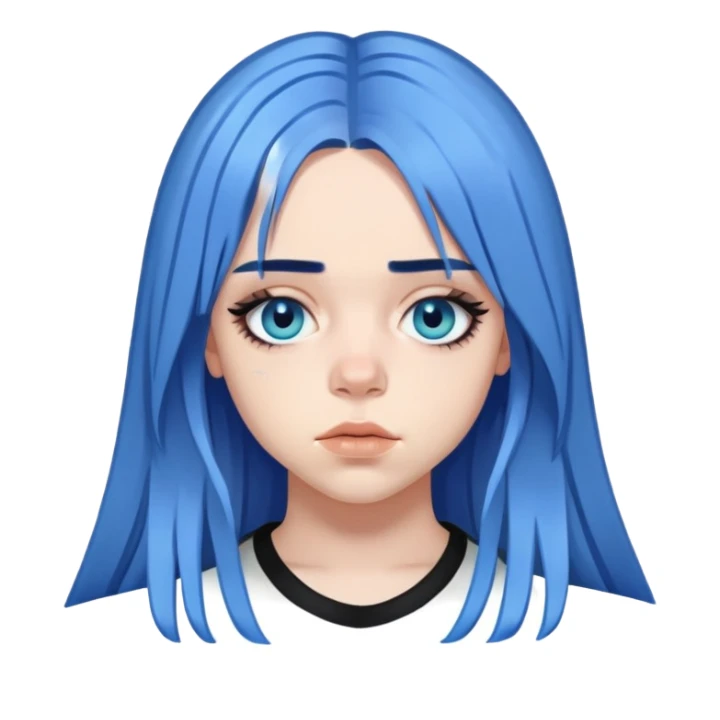 billie eilish long blue hair dark eyeliner sticker