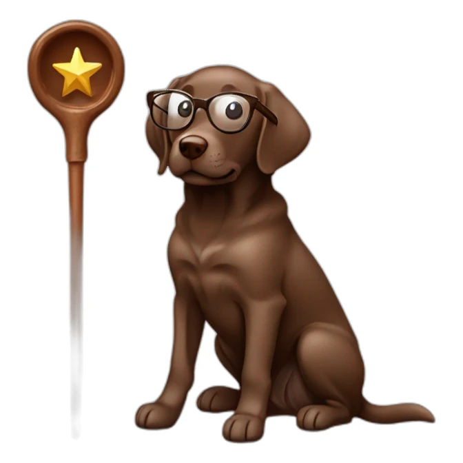Labrador Retriver chocolate color whit a magic wand and glasses sticker