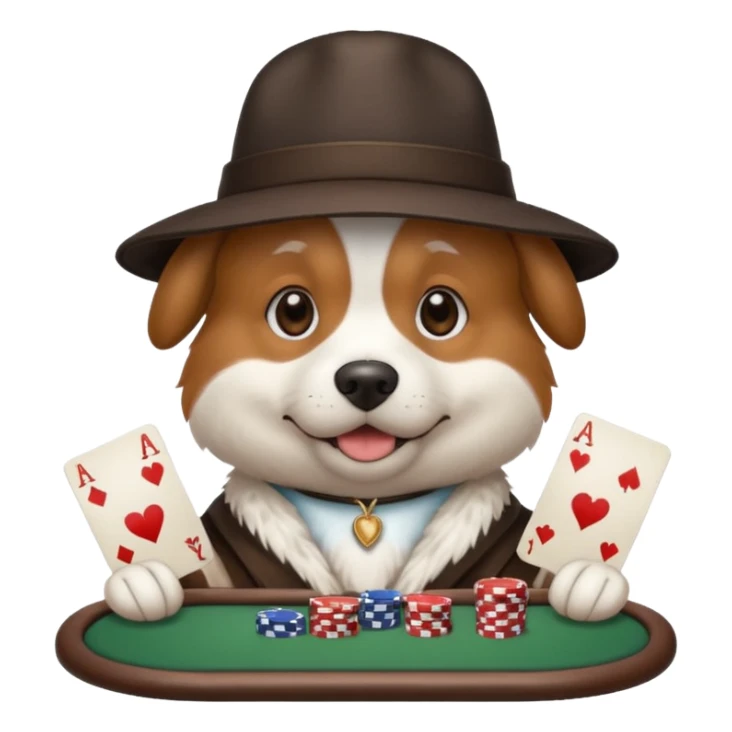 Dog play poker sticker