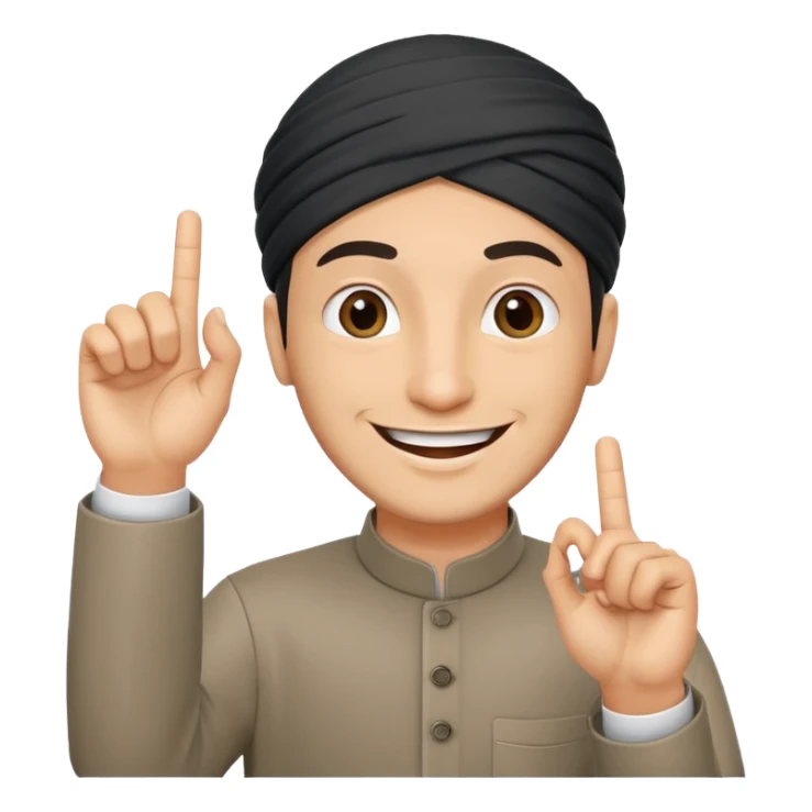 happy muslim man positive sign finger sticker