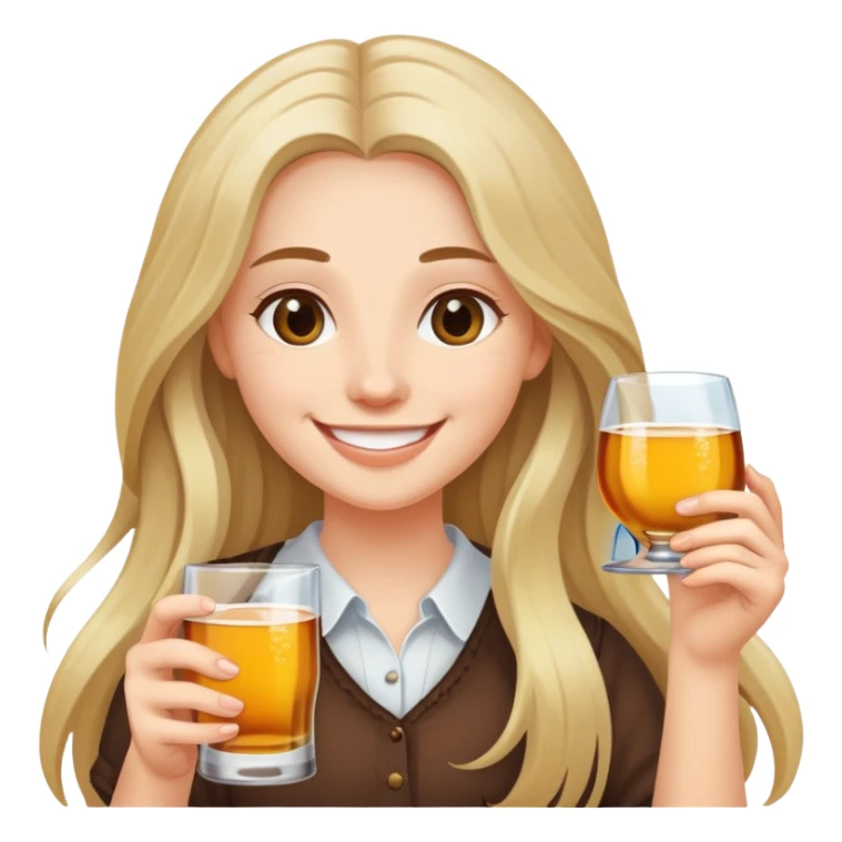 smiling girl with long hair and alcohol in her hands sticker