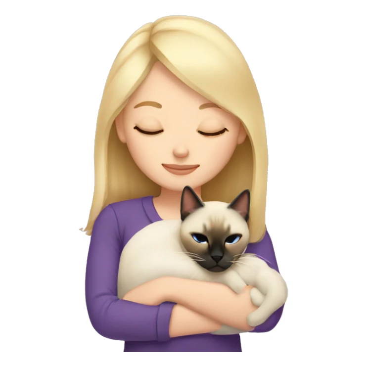 Blonde girl sleeping with Siamese cat sticker