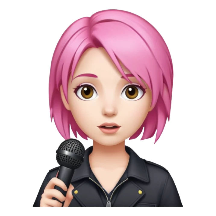 girl with pink hair microphone sticker
