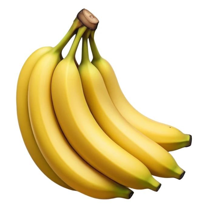 Cinematic bright yellow banana, smooth peel with gentle curves, slightly ripened, stacked in a charming bunch, warm glowing background, soft and inviting. sticker