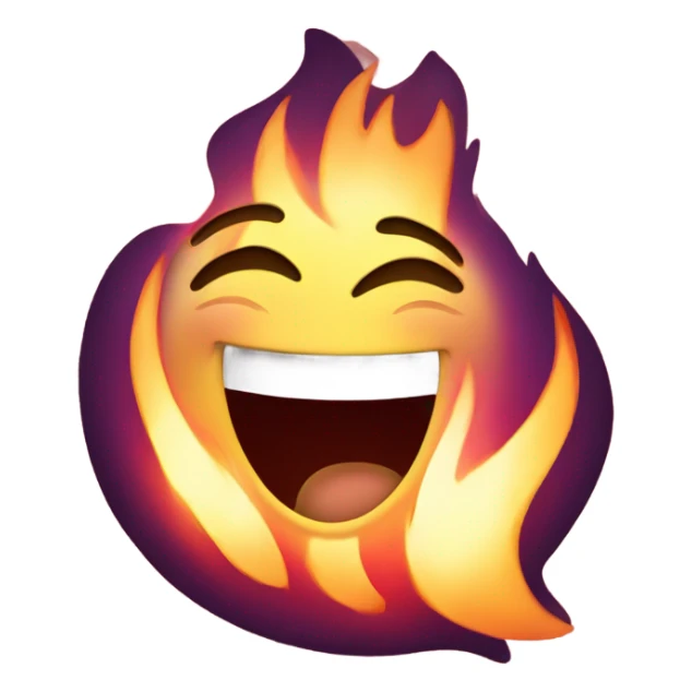 Laughing emoji with flames  sticker