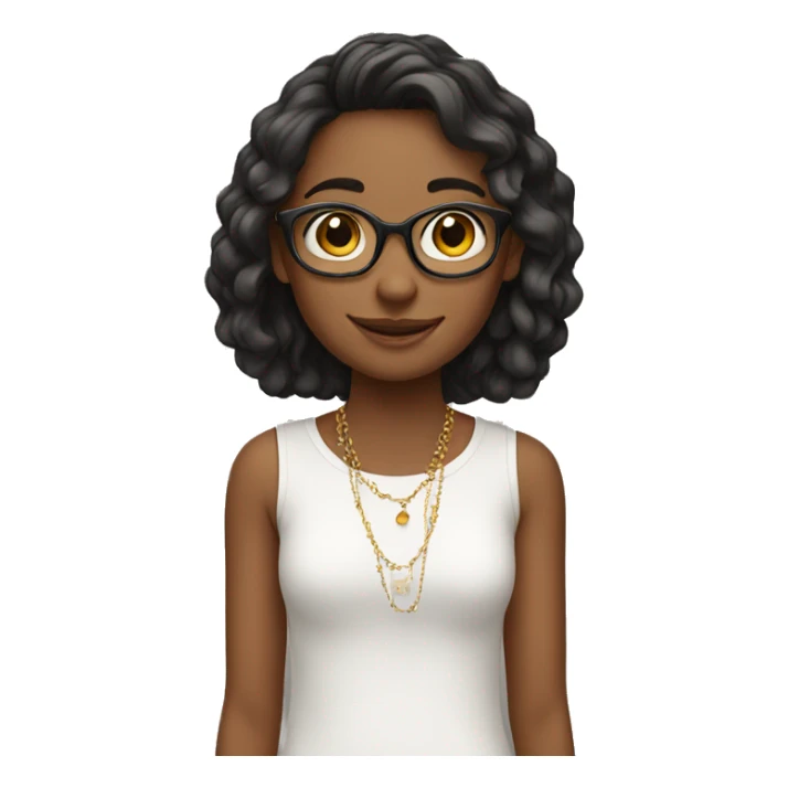 smiling girl without glasses  and jewelry sticker