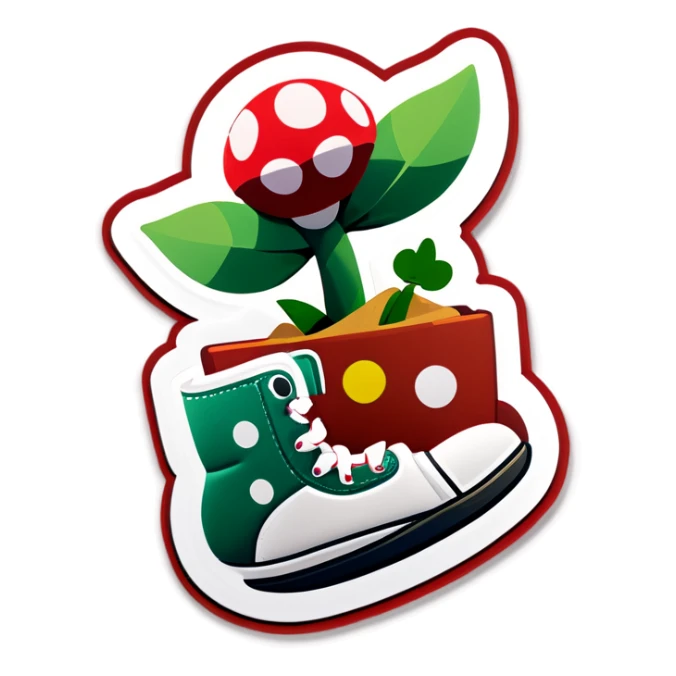 Piranha plant in shoe sticker