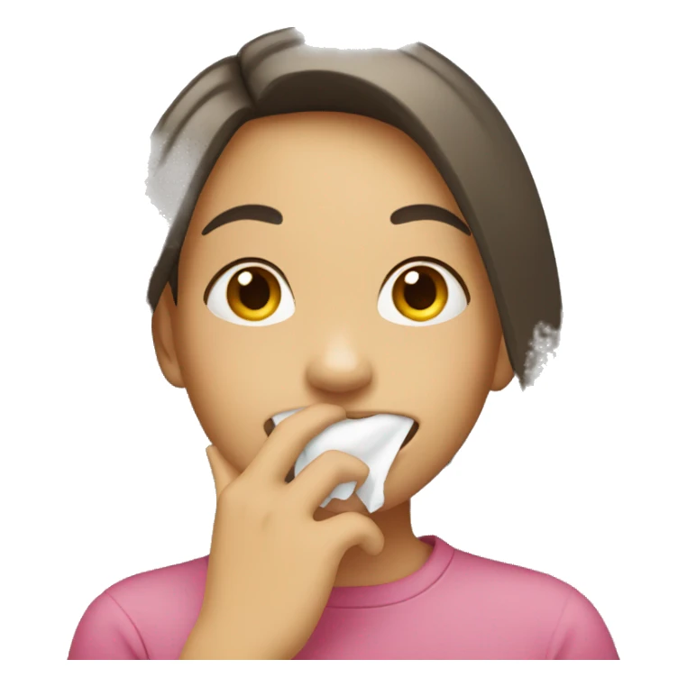 Girl smiling while covering mouth sticker