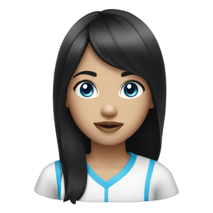 Girl with black hair bangs and blue eyes sticker