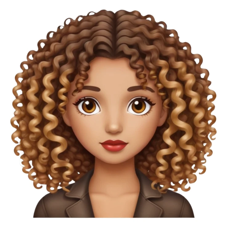 curly haired pretty girl with balayage and lipgloss  sticker