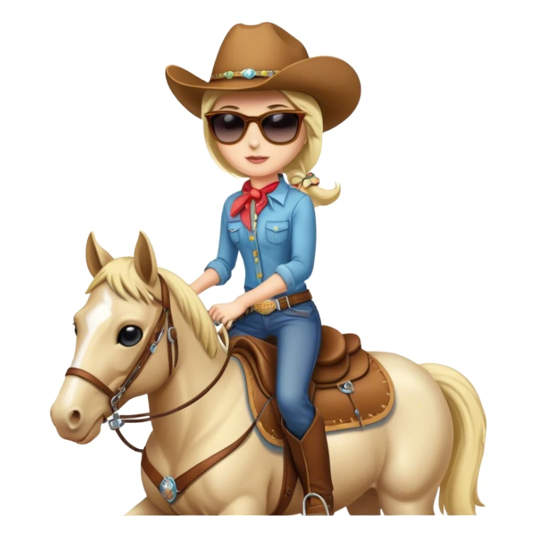 Cowgirl with sunglasses riding a horse  sticker