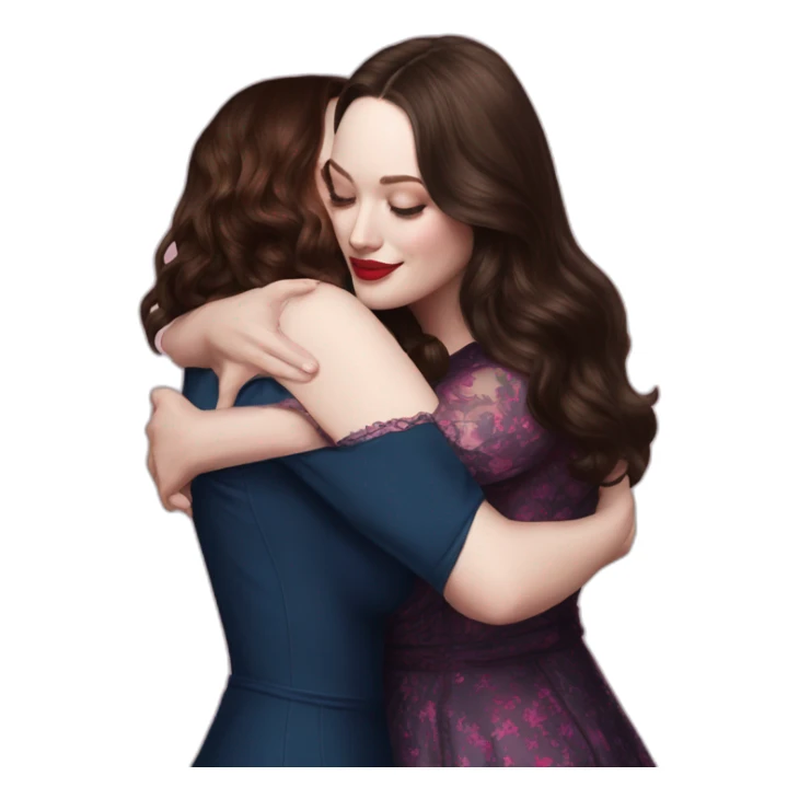 Kat dennings hugs Elizabeth gillies sticker