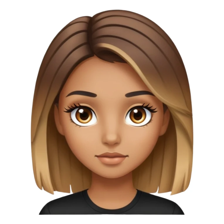 a girl with highlights and lashes with a black shirt on sticker