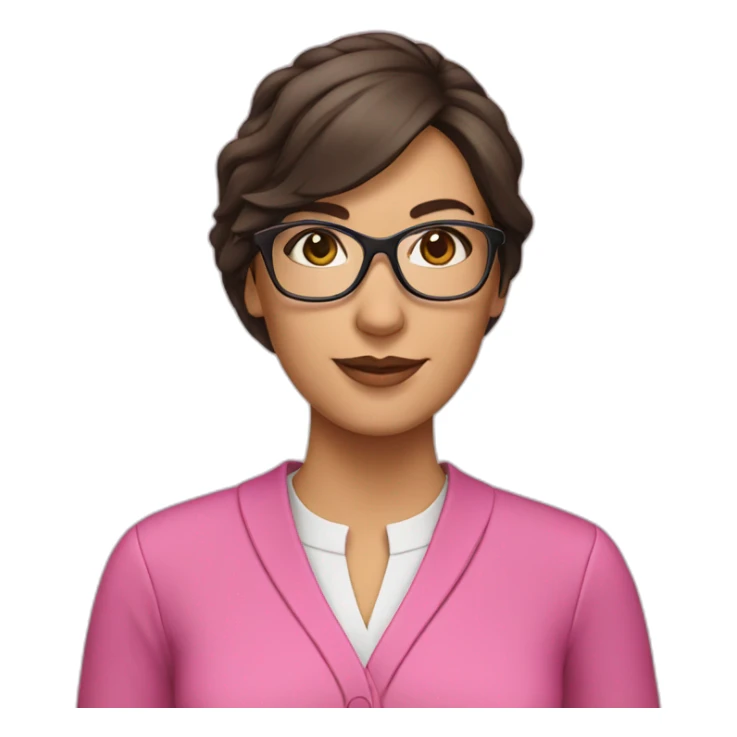 Brunette teacher with pink glasses sticker