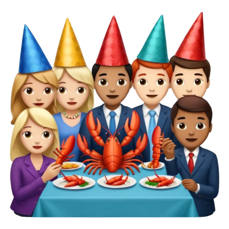 Too many people eating lobster at a family party sticker