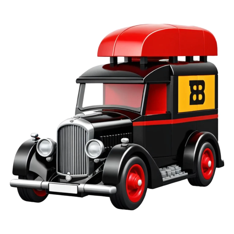 Ron’s Professional antique tall Bentley moving van hot rod (bug shaped) Lego  sticker