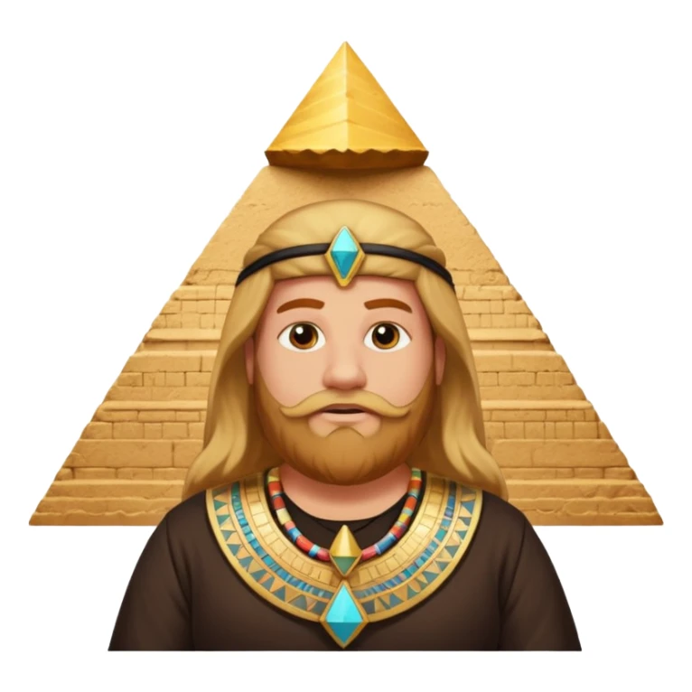 fat male blond reddish long hair agent with three-day-beard in egypt with pyramid. sticker