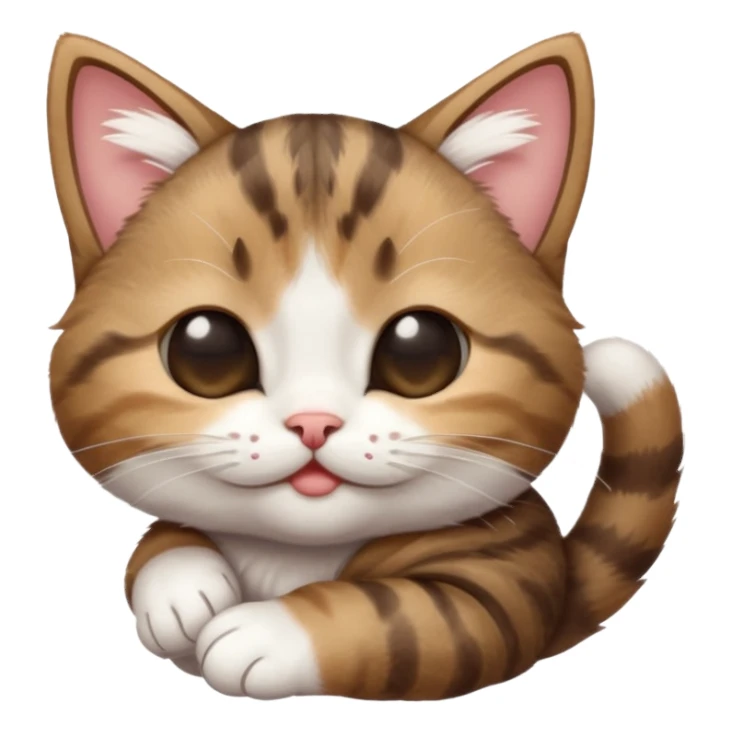 dark brown tabby and white kitten in funny positions upside down with eyes closed sticker