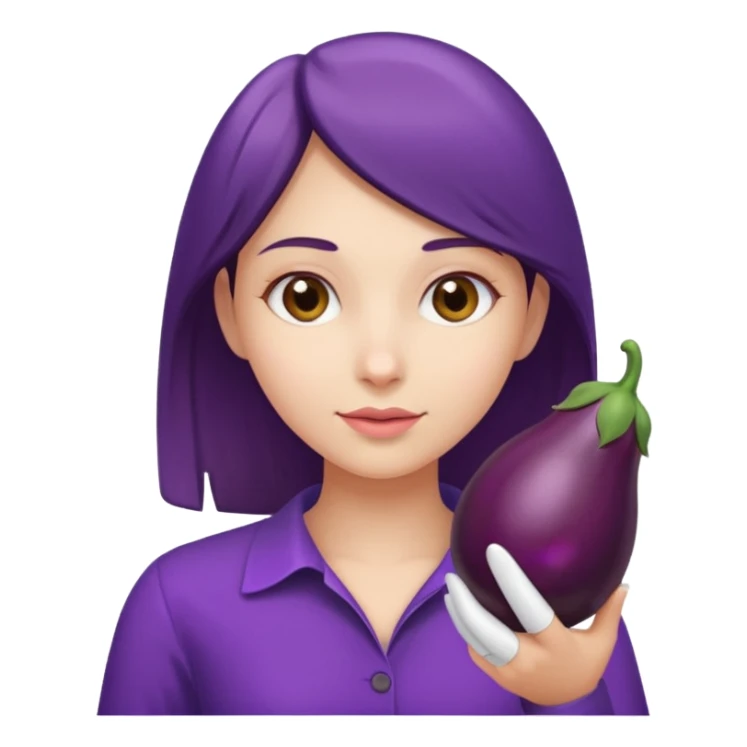 girl holding brinjal sticker
