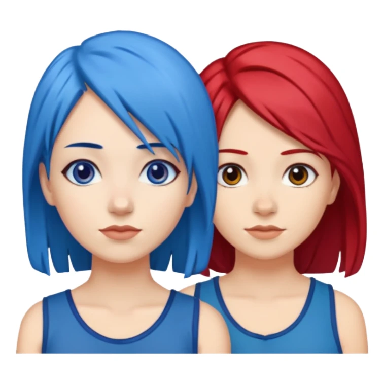 👭one having blue hair and one having red hair sticker