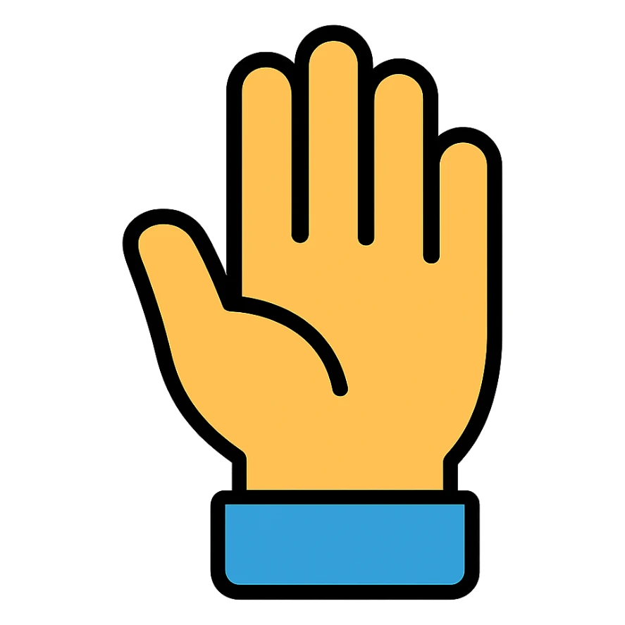 hand emoji, color outlined icon, subtle color accents, black outlines sticker