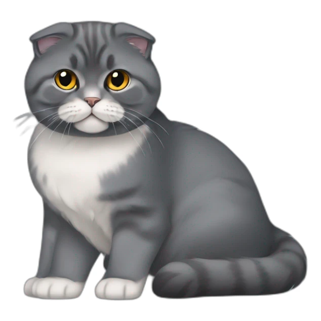 all dark grey Scottish Fold Cat broken ear long hair sticker