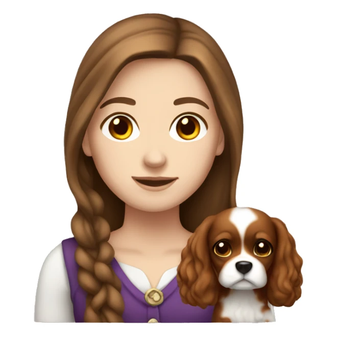 White girl brown hair holding cavalier  sticker