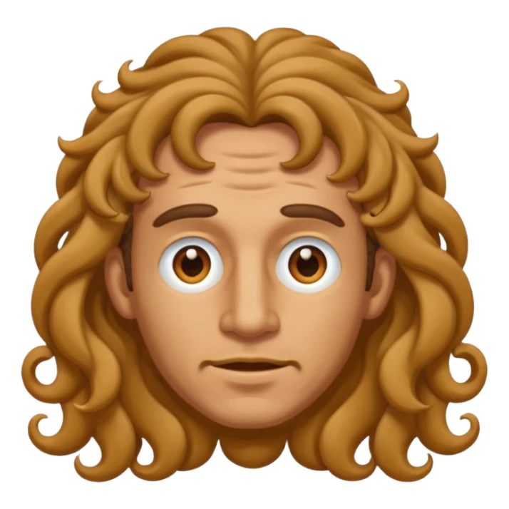 Make the curls on his forehead longer, above the eyes  sticker