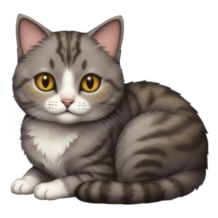 full body tiny short hair dark grey and 3/4 white cat with hazel eyes lying down sticker
