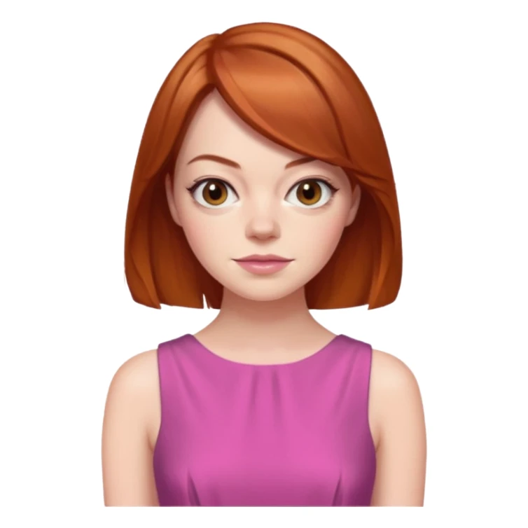 Emma Stone, orange brown hair, pink dress sticker