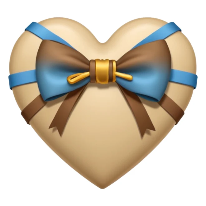 Beige heart with brown bow wrapped around it sticker