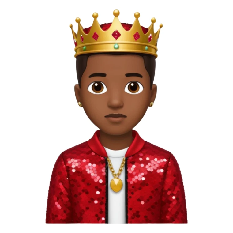 King Combs with dark brown hair, red sequin outfit sticker