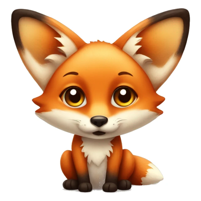 Cute little adorable fox with a butterfly on his nose sticker