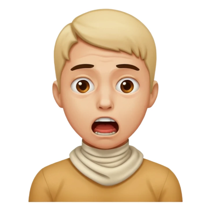 A person hands choking themself on their neck and make their face look crazy sticker