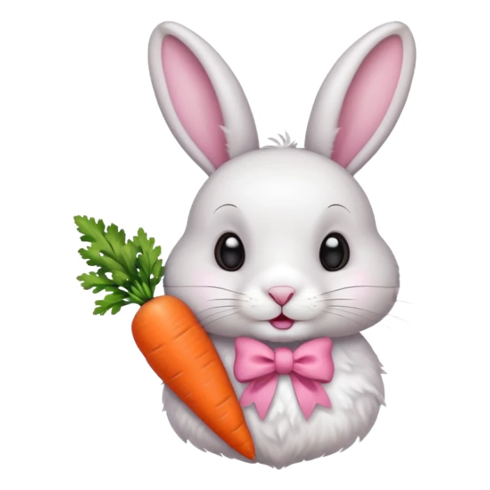 a rabbit with a pink bow on its left ear and a carrot in its mouth sticker