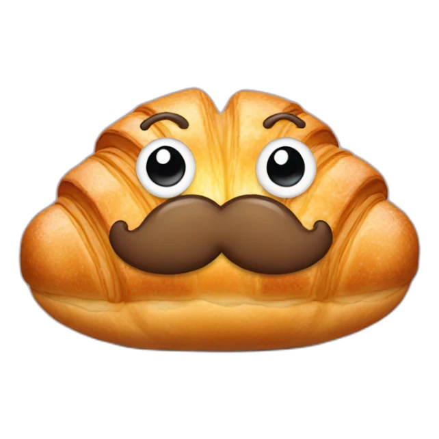 croissant with moustache sticker