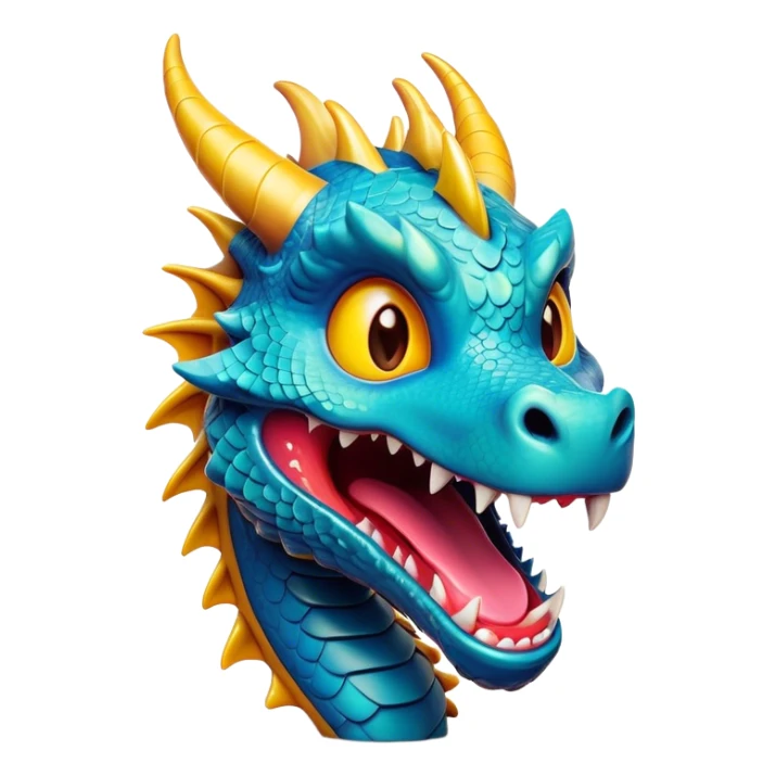 Cinematic Comical Dragon Portrait Emoji, Head tilted dramatically with an exaggeratedly amused expression, featuring a striking, glossy scaled body with bold, angular details and wide, expressive eyes brimming with playful disbelief; rendered with vibrant, lifelike textures and natural shadows, high shine, dramatic yet playful, styled with an air of cheeky mythical mischief, soft glowing outline, capturing the essence of a spirited and over‐the‐top dragon that looks ready to breathe fire into viral fame! sticker