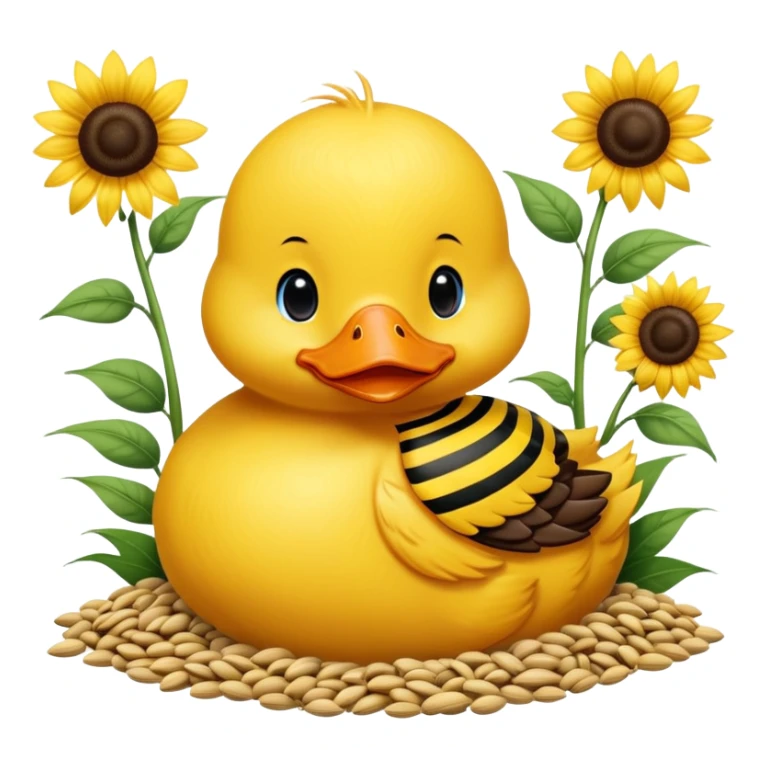 a baby duck surrounded by sunflower seeds sticker