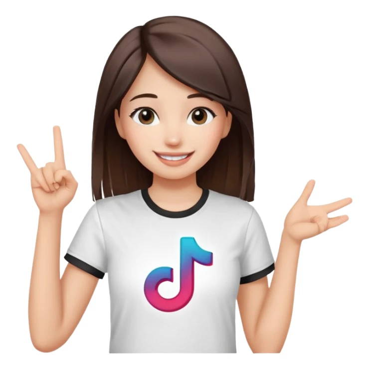 Girl with tiktok logo point upwards sticker