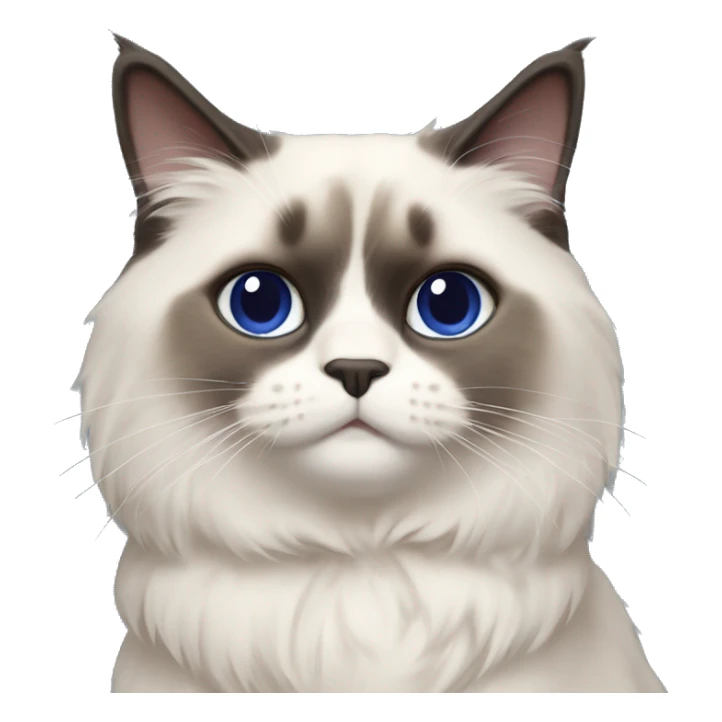 ragdoll cat wearing navy blue sweater that says poochina sticker
