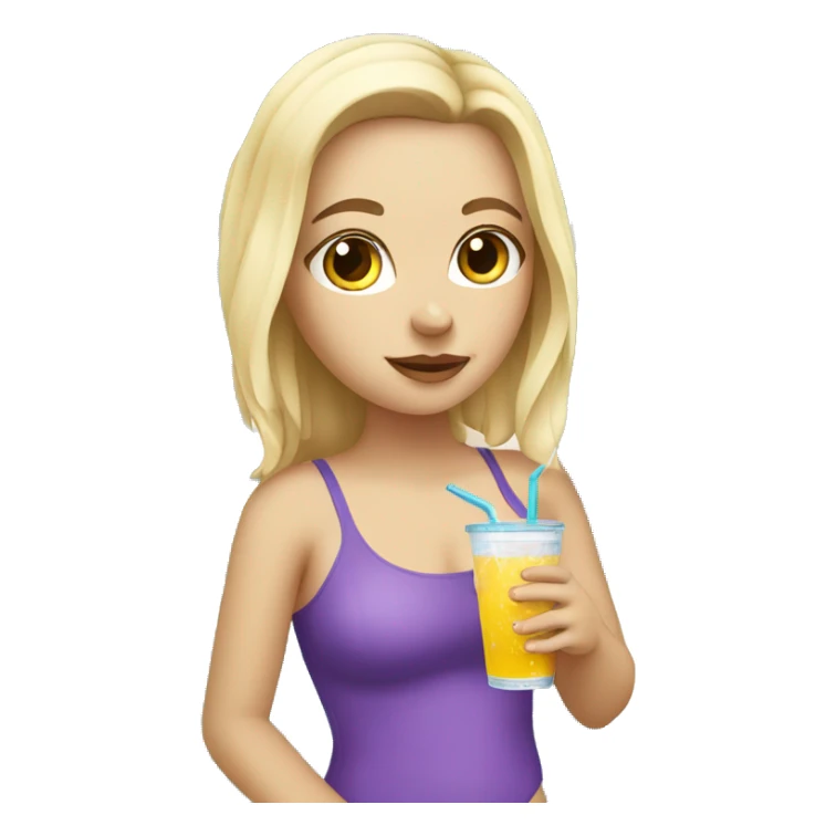 white girl at the pool with drink in hand  sticker
