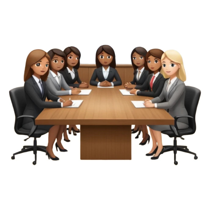 a group of coworkers in meeting room in long rectangular table sticker