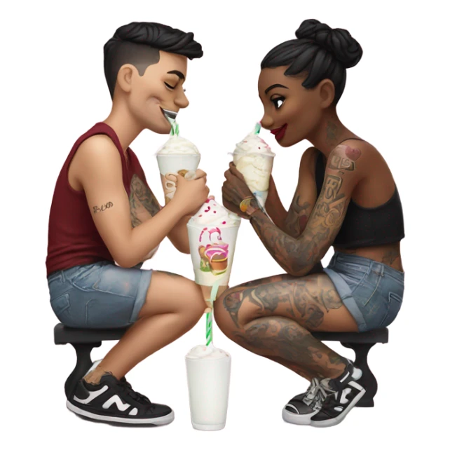 Photo model tattooed couple drinking milkshakes sticker