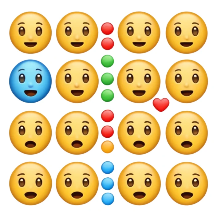 Faça 6 emojis com várias expressões como se estivesse explicando algo  sticker