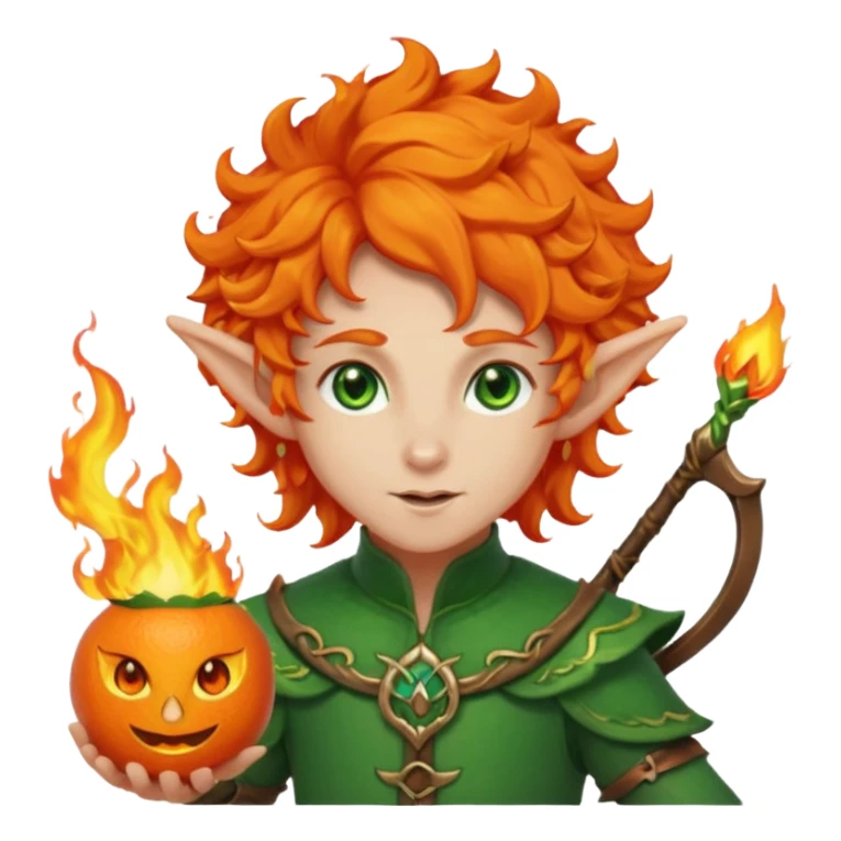 Orange Haired Elf, Archer elf with flaming orange curls sticker